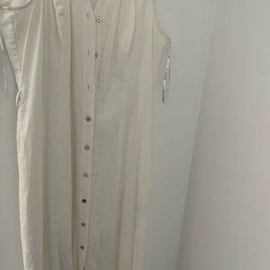 Sleeveless Button-Front Cream Maxi Dress Michael Kors NWT